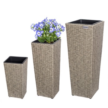 Vysoký obal na kvety WICKER krémová, 3 ks 2