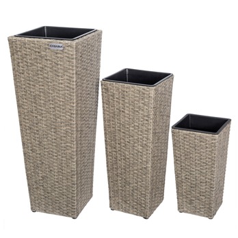 Vysoký obal na kvety WICKER krémová, 3 ks 3