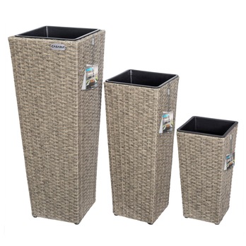 Vysoký obal na kvety WICKER krémová, 3 ks 4