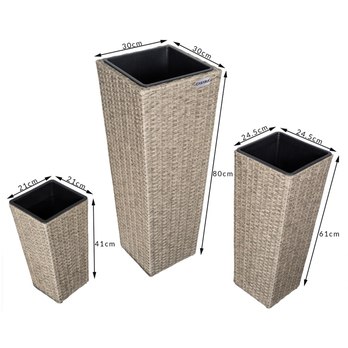 Vysoký obal na kvety WICKER krémová, 3 ks 10