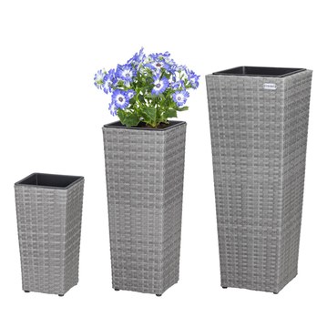 Vysoký obal na kvety WICKER sivá, 3 ks 2