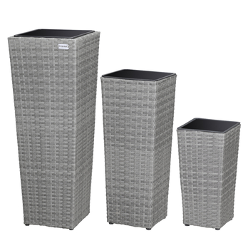 Vysoký obal na kvety WICKER sivá, 3 ks 3