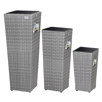 Vysoký obal na kvety WICKER sivá, 3 ks 4