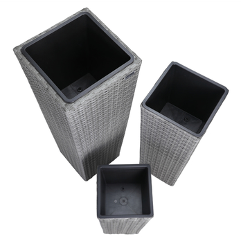 Vysoký obal na kvety WICKER sivá, 3 ks 5