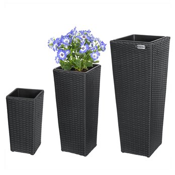 Vysoký obal na kvety WICKER čierna, 3 ks 2