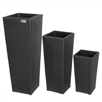 Vysoký obal na kvety WICKER čierna, 3 ks 3