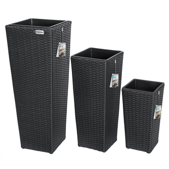 Vysoký obal na kvety WICKER čierna, 3 ks 4