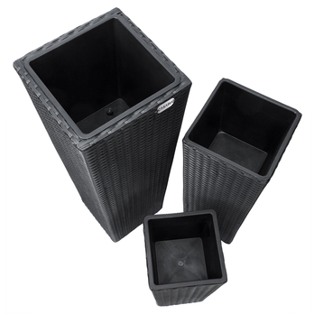 Vysoký obal na kvety WICKER čierna, 3 ks 5