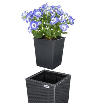 Vysoký obal na kvety WICKER čierna, 3 ks 10