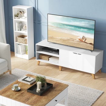 TV komoda WIDE biela/prírodná 1