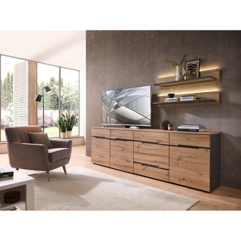 TV komoda WIGA II grafitová/dub artisan 3