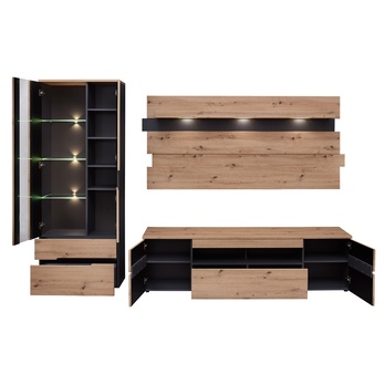 Obývacia stena WIGA grafitová/dub artisan 2