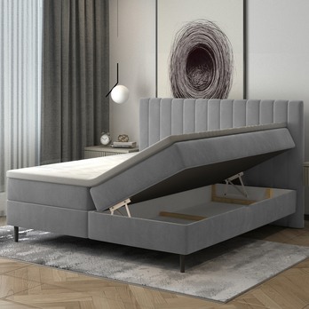 Posteľ s matracom WINDA svetlosivá, 180x200 cm 2