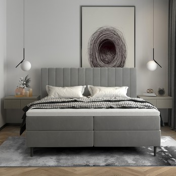 Posteľ s matracom WINDA svetlosivá, 160x200 cm 4