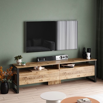 TV komoda WOOD 3 borovica atlantic/čierna 1