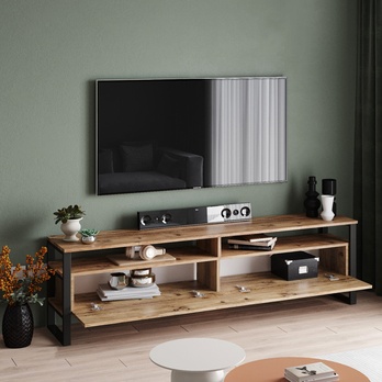 TV komoda WOOD 3 borovica atlantic/čierna 2