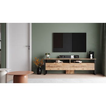 TV komoda WOOD 3 borovica atlantic/čierna 4