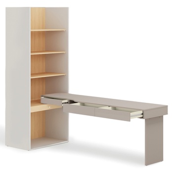 Študentská zostava WOOW 10 pravá, ílovosivá/šampanská/dub vincenza 1