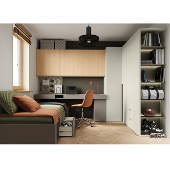 Písací stôl WOOW 11 pravá, šampanské/ílovosivá 1