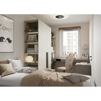 Písací stôl WOOW 11 pravá, šampanské/ílovosivá 4