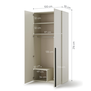 Šatníková skriňa WOOW 2 šampaň 14