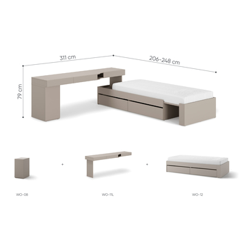 Študentská zostava WOOW 2 ľavá, ílovosivá 3