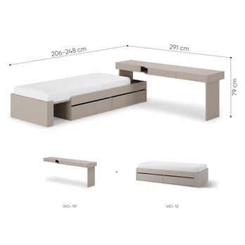 Študentská zostava WOOW 3 pravá, ílovo sivá 2