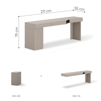 Písacia zostava WOOW 5 ľavá, ílovosivá 4