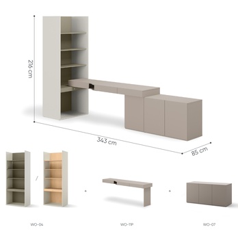Studentská sestava  WOOW 8 pravá, ílovosivá/šampanské/eukalyptovo zelená 3
