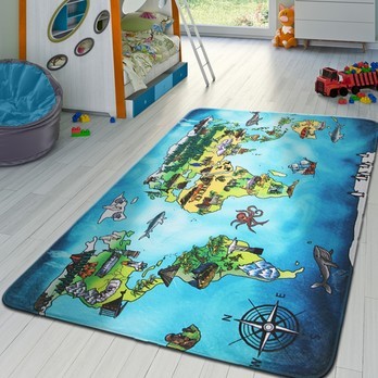 Detský penový koberec WORLD MAP viacfarebná, 77x117 cm 1
