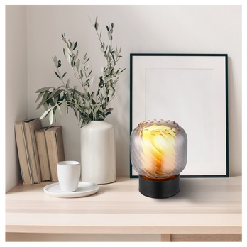 Stolná lampa XIA čierna/dymové sklo 1