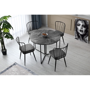 Jedálenská stolička YILDIZ sivá/čierna, sada 2 ks 1