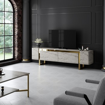 TV stolík YILDIZ travertín/zlatá 1