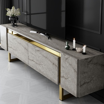 TV stolík YILDIZ travertín/zlatá 3