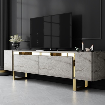 TV stolík YILDIZ travertín/zlatá 4