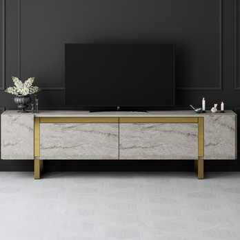 TV stolík YILDIZ travertín/zlatá 5
