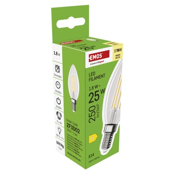 LED žiarovka filament ZF3D02 E14, 1,8 W, teplá biela 5
