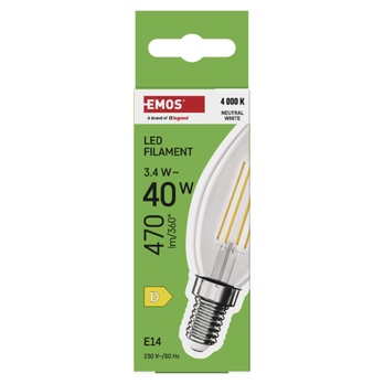 LED žiarovka filament  ZF3D23 E14, 3,4 W, neutrálna biela 3