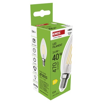 LED žiarovka filament  ZF3D23 E14, 3,4 W, neutrálna biela 5