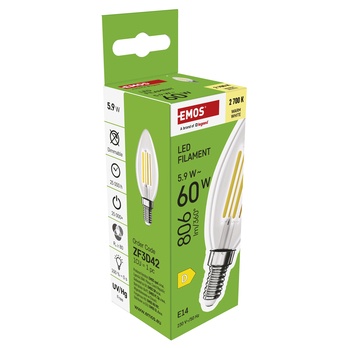 LED žiarovka filament  ZF3D42 E14, 5,9W, teplá biela 5