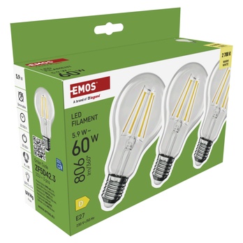 Sada LED žiaroviek filament ZF5D42.3 E27, 5,9 W, teplá biela, 3 ks 6