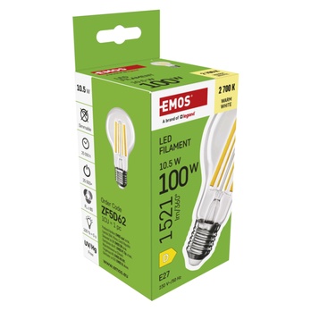 LED žiarovka filament ZF5D62 E27, 10,5 W, teplá biela 5