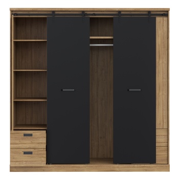 Šatníková skriňa ZIMIRO I dub waterford/čierna 2