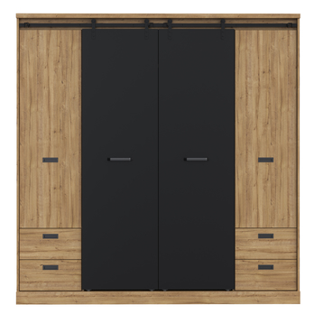 Šatníková skriňa ZIMIRO I dub waterford/čierna 4