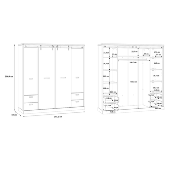 Šatníková skriňa ZIMIRO I dub waterford/čierna 6
