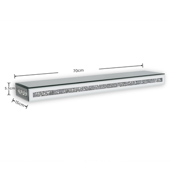 Nástenná polica ZOE zrkadlové sklo/trblietky, šírka 70 cm 8