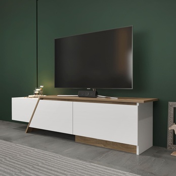 TV stolík ZONAS biela/orech 2