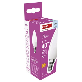 LED žiarovka ZQ3E24 E14, 4,2W, studená biela 5