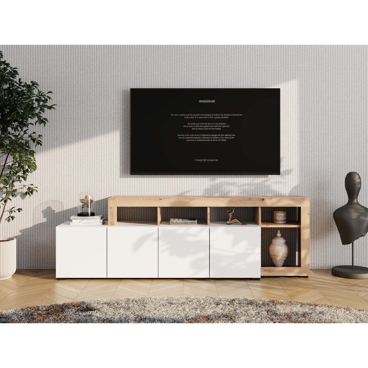 TV komoda ARGYLL 192 biela/dub artisan | Sconto